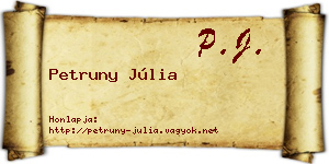 Petruny Júlia névjegykártya